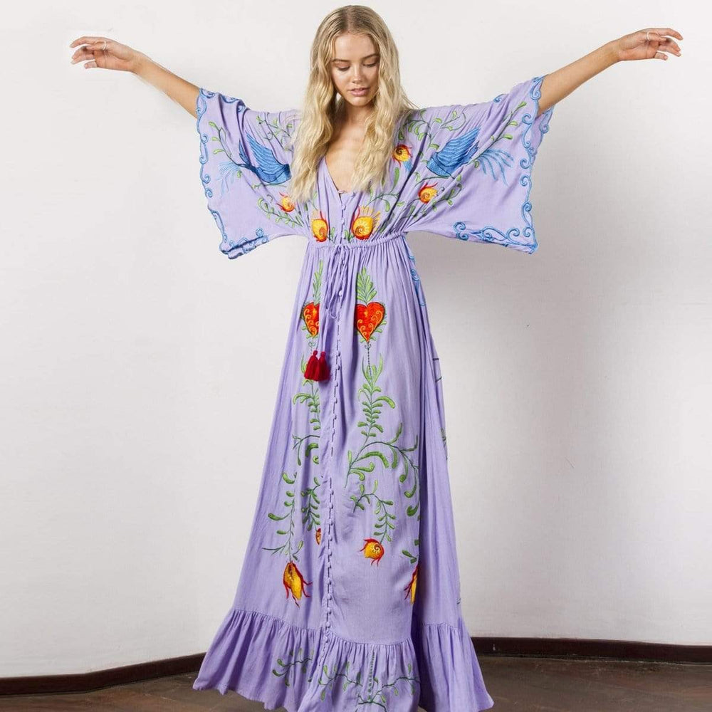 cambioprcaribe Dress Purple / L Higher Consciousness  Boho Maxi Dress