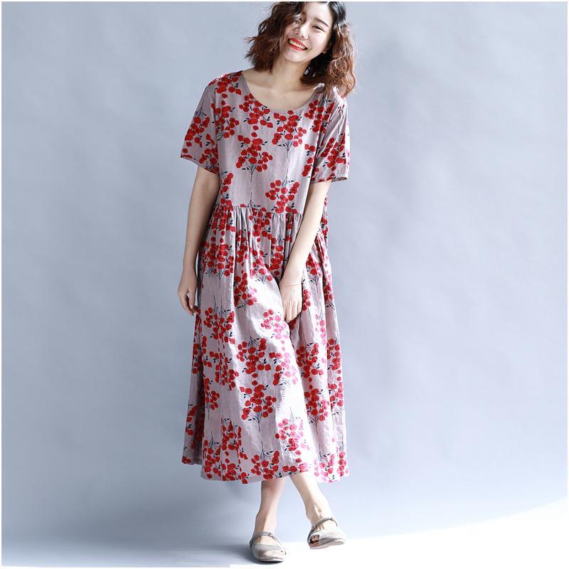 cambioprcaribe Dress Red / L Floral Modesty Empire Waist T-Shirt Dress