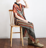 cambioprcaribe Dress Red / One Size Multicolor Striped Long Shirt Dress