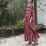 Red Stripes Cotton Maxi Dress | Lotus