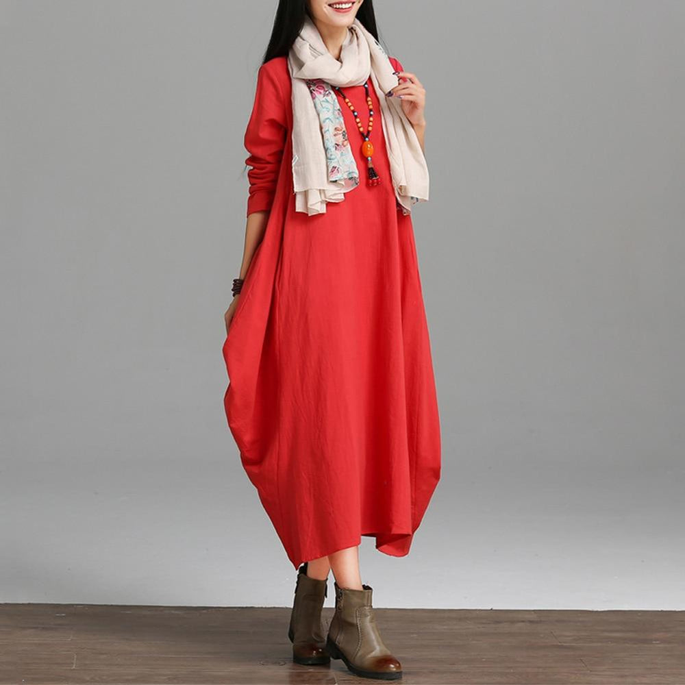 cambioprcaribe Dress Red / XXL Asymmetrical Oversized Maxi Dress