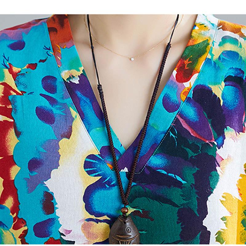 cambioprcaribe Dress Tie-Dye Print Plus Size Hippie Dress