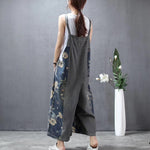 cambioprcaribe Floral Denim Overall Wide Leg Loose Floral Overall