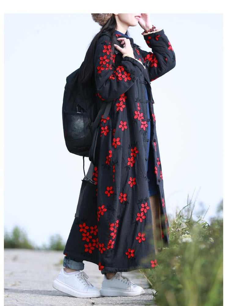 cambioprcaribe Floral Embroidered Trench Coat