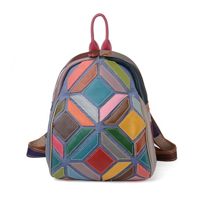 Genuine Leather Colorful Backpack