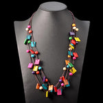 Geometric Colourful Wooden Statement Necklace