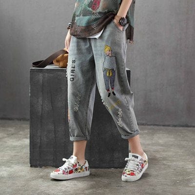 cambioprcaribe Harem Jeans as picture / L Oversized Ripped Denim Harem Jeans