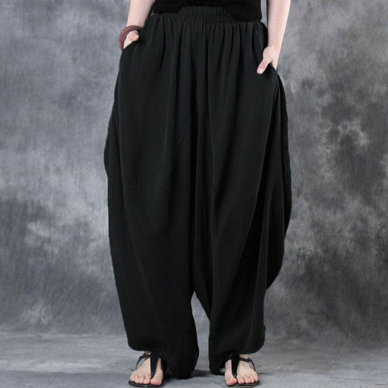 The Wise One Black and Grey Cotton Unisex Bohemian Harem Pant