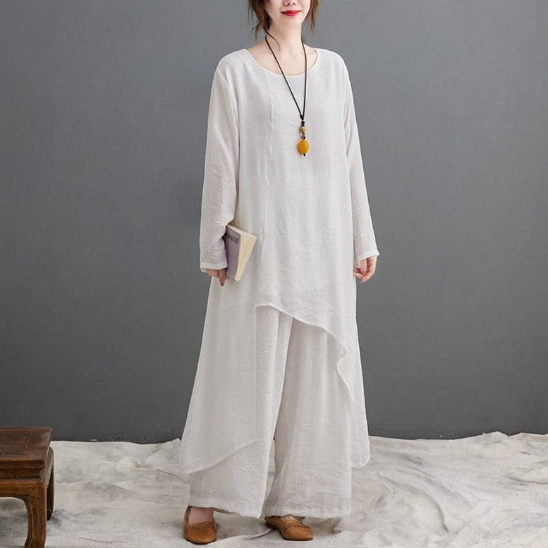 cambioprcaribe Harem Pants Evania Asymmetrical Shirt With Palazzo Pants | Zen