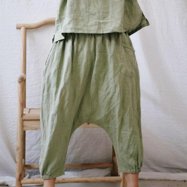 cambioprcaribe Harem Pants Light green / One Size Cotton Linen Loose Harem Pants | Hippie