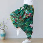 Lotus Flower Green Harem Pants