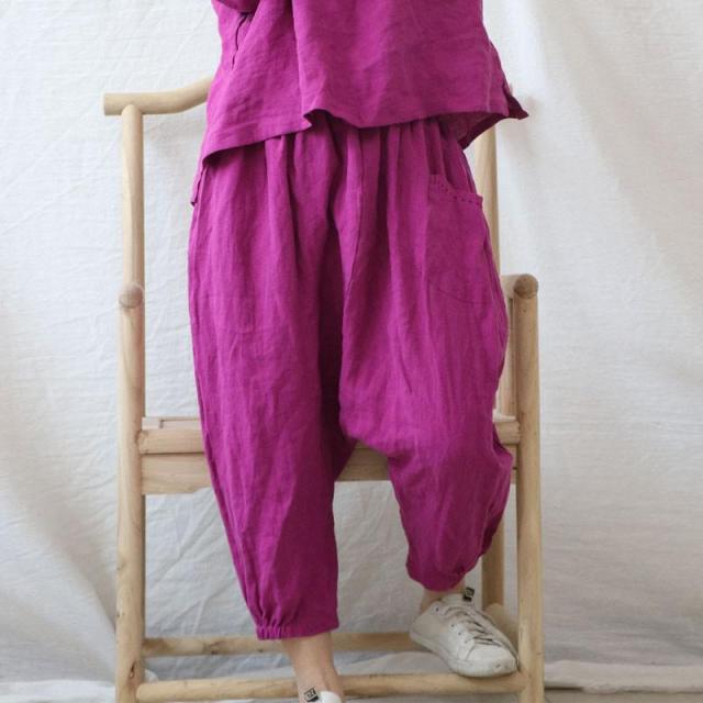 cambioprcaribe Harem Pants Pink / One Size Cotton Linen Loose Harem Pants | Hippie
