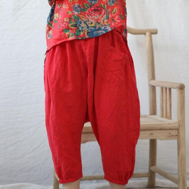 cambioprcaribe Harem Pants Red / One Size Cotton Linen Loose Harem Pants | Hippie
