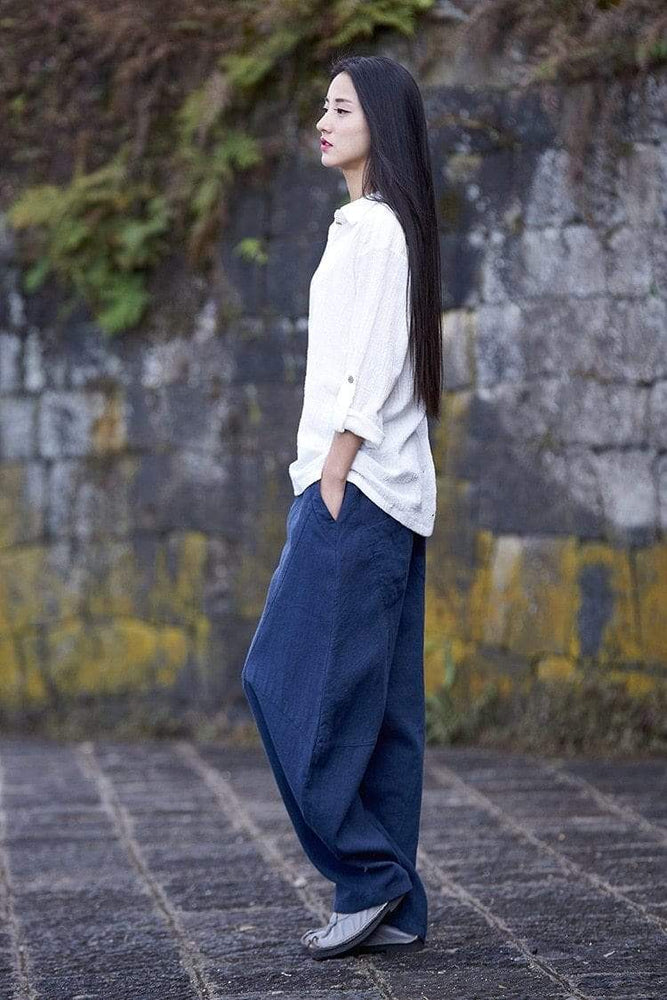 Zen Cotton Linen Wide Leg Harem Pants  | Zen