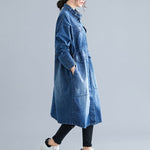 cambioprcaribe Jackets Blue / One Size Vintage Knee Length Denim Coat