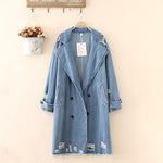 Distressed Denim Trench Coat