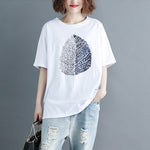 cambioprcaribe Leaf printed Oversized Cotton T-Shirt