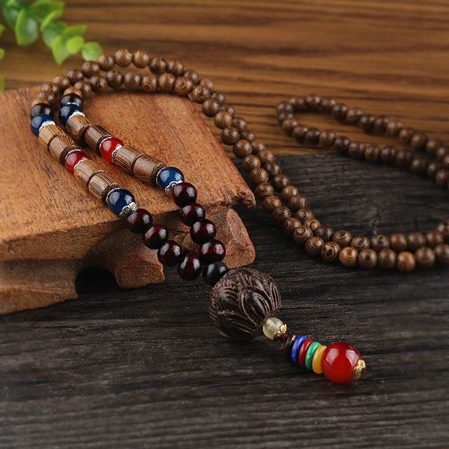 Lotus Flower Wooden Mala Beads Necklace – Buddhatrends