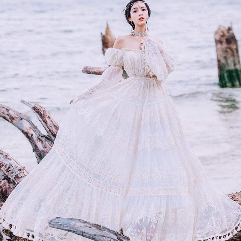 Off Shoulder Bohemian Wedding Dress | Mandala