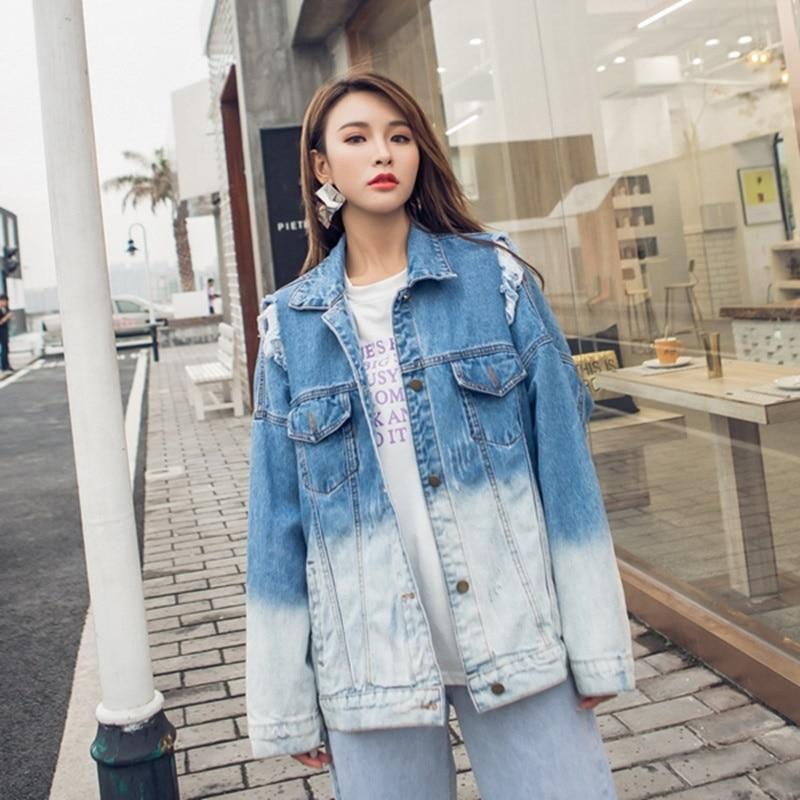 cambioprcaribe Ombre Gradient Distressed Denim Jacket | Millennials