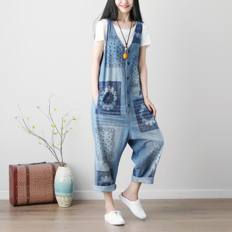 womens floral denim overalls