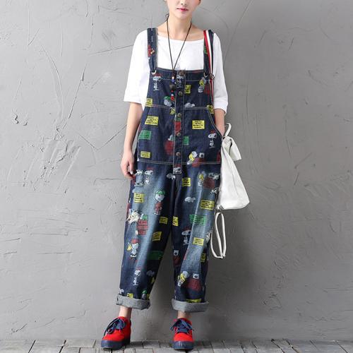 cambioprcaribe One Size / Multicolor Charlie Brown and Snoopy 90's Denim Overalls