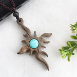 cambioprcaribe One Size / Sandalwood Abstract Sun Vintage Sandalwood Pendant Necklace