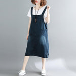 cambioprcaribe overall dress Dark Blue / M Denim Bib Overall Dress