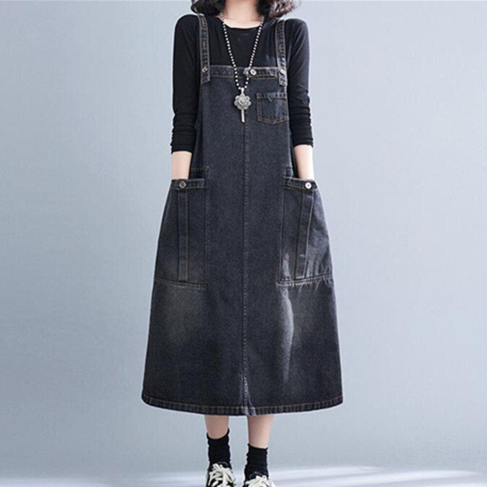 cambioprcaribe overall dress Dark / M Good Vibes Denim Overall Dress