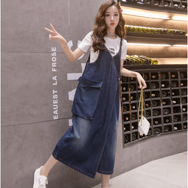 Free Flowing Denim Overall Dress – Buddhatrends