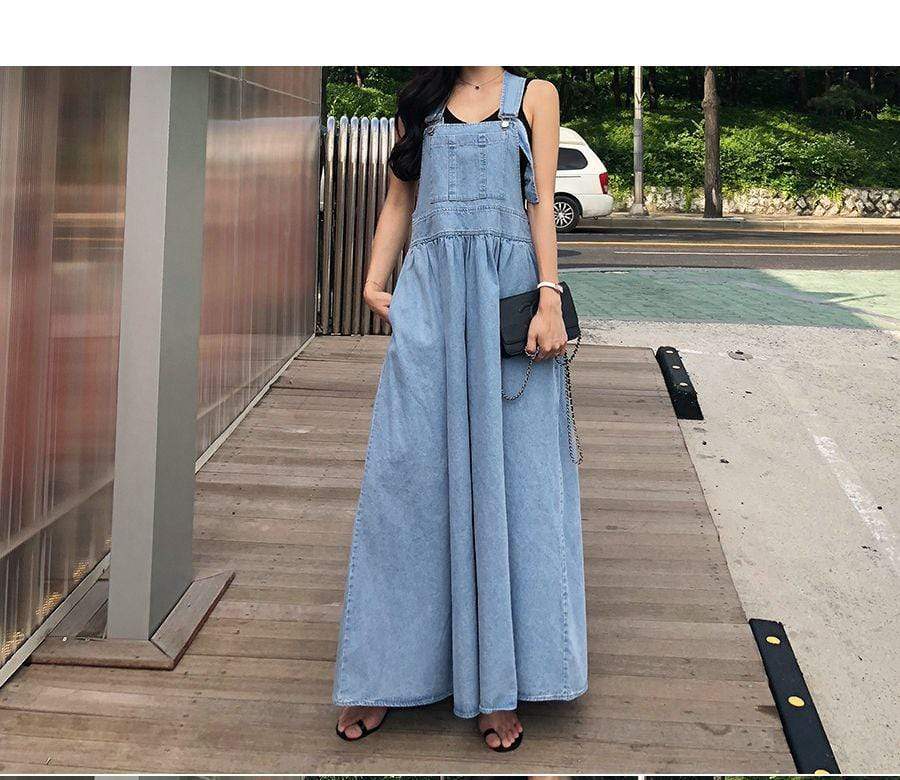 Drama Free Maxi Denim Overall Dress – Buddhatrends