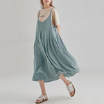 cambioprcaribe overall dress Vintage Grey / XXL Soak Up The Sun Cotton Overall Dress Midi