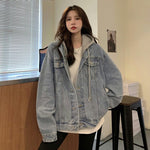 cambioprcaribe Oversized Hooded Basic Denim Jacket