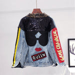 cambioprcaribe Queen Patchwork Embroidered Denim Jacket