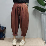 cambioprcaribe Red / One Size Rolled Up Cotton And linen Trousers