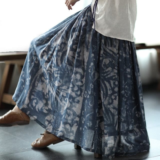 cambioprcaribe Skirts Blue / One Size Solid Retro Linen Skirts  | Zen