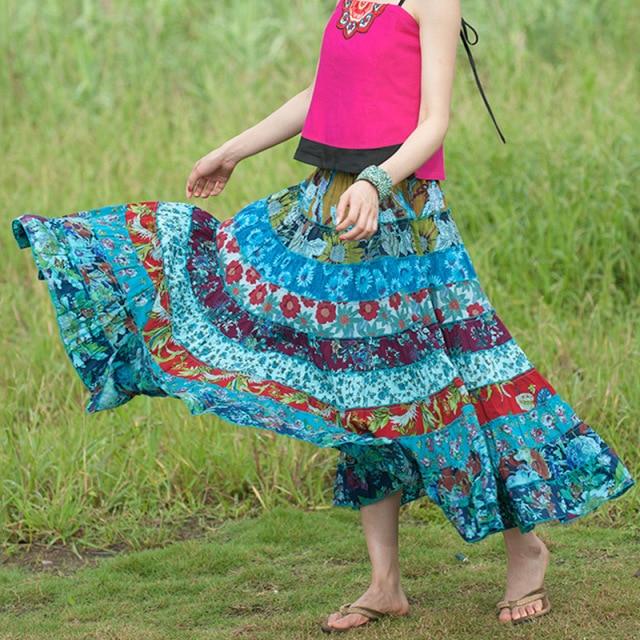 Multicolor Random Patchwork Hippie Dress