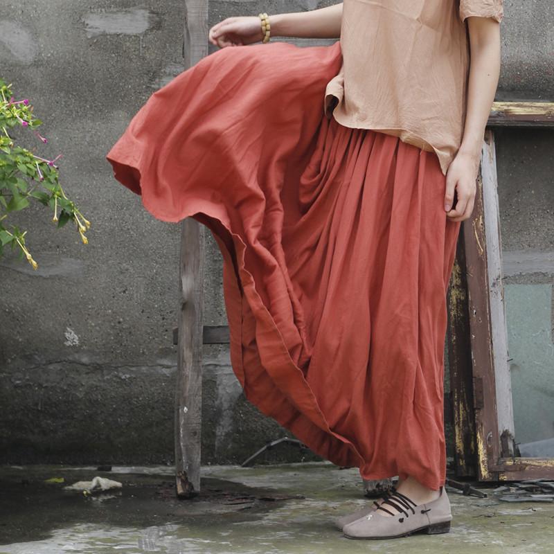 Burned Orange Pleated Cotton Skirt – Buddhatrends