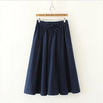 Cotton Linen Pleated Literary Skirt