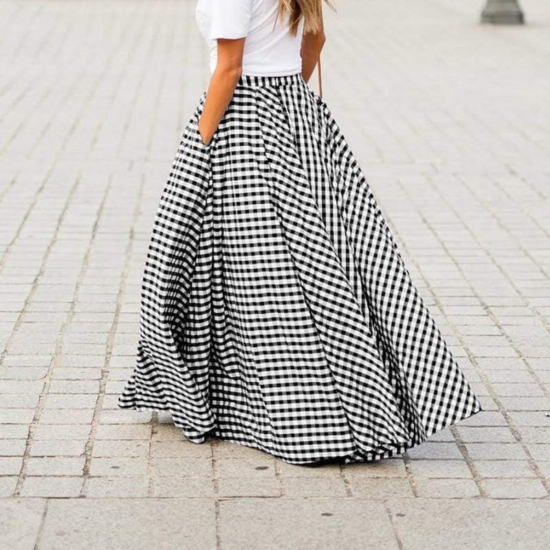 cambioprcaribe Skirts Crystal Elegant Plaid Maxi Skirt