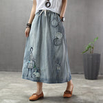 cambioprcaribe Skirts Embroidered Patchwork Kawaii Denim Skirt