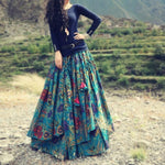 cambioprcaribe Skirts Floral Print Bohemian Pleated Maxi Skirt