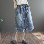 cambioprcaribe Skirts Floral Printed Denim Skirt