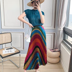 cambioprcaribe Skirts Multicolor / One Size Retro Pastel Pleated Midi Skirts