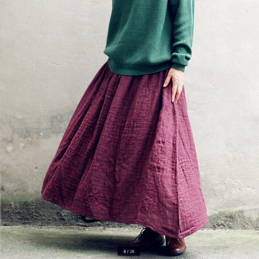 cambioprcaribe Skirts Vintage Cotton Linen Pleated Skirt