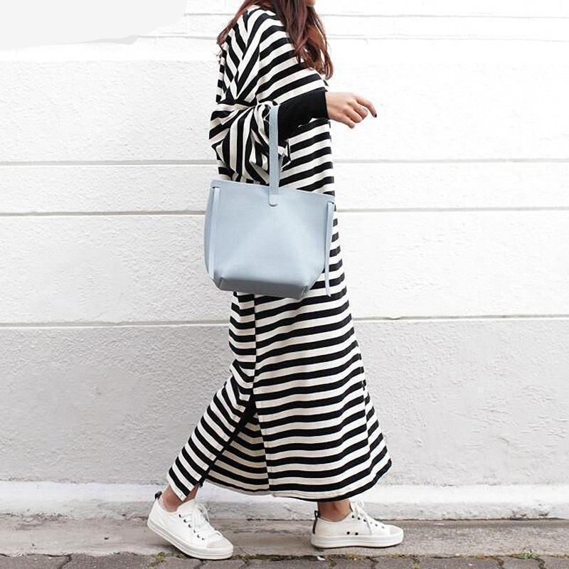 cambioprcaribe Sweater Dresses Black and White Striped Plus Size Sweater Dress