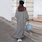 cambioprcaribe Sweater Dresses Black and White Striped Plus Size Sweater Dress