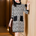 cambioprcaribe Sweater Dresses Patchwork Slim Knitting Sweater