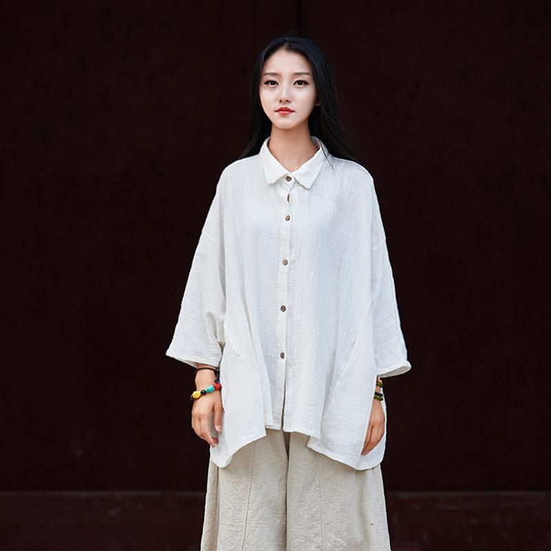 cambioprcaribe Tops White / One Size Oversized Button Down Shirt  | Zen