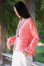 cambioprcaribe Tops Zen Linen Shirts With Pockets  | Zen